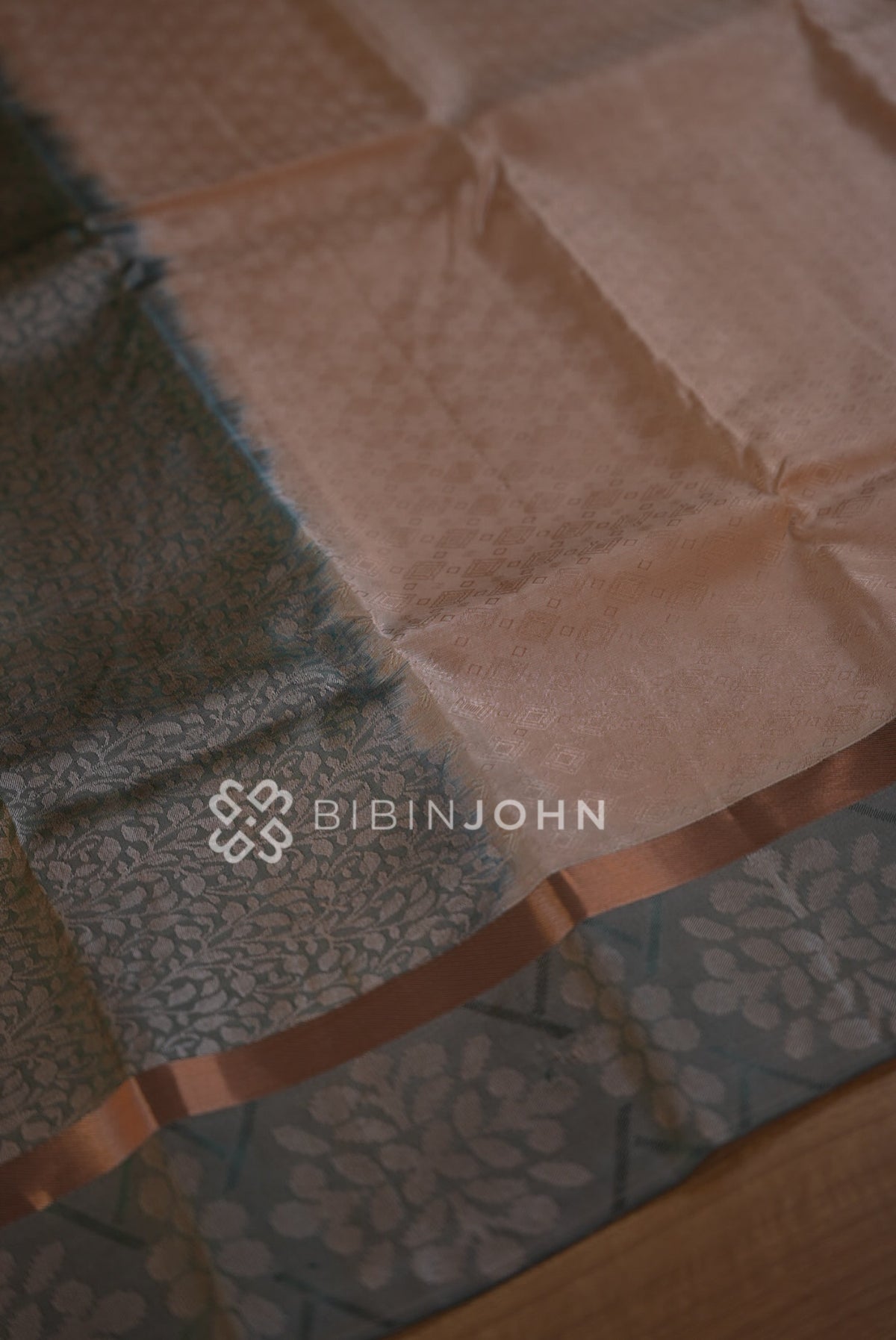 Semi Silk Saree For Women Peach Beige BJ1619