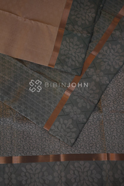 Semi Silk Saree For Women Peach Beige BJ1619