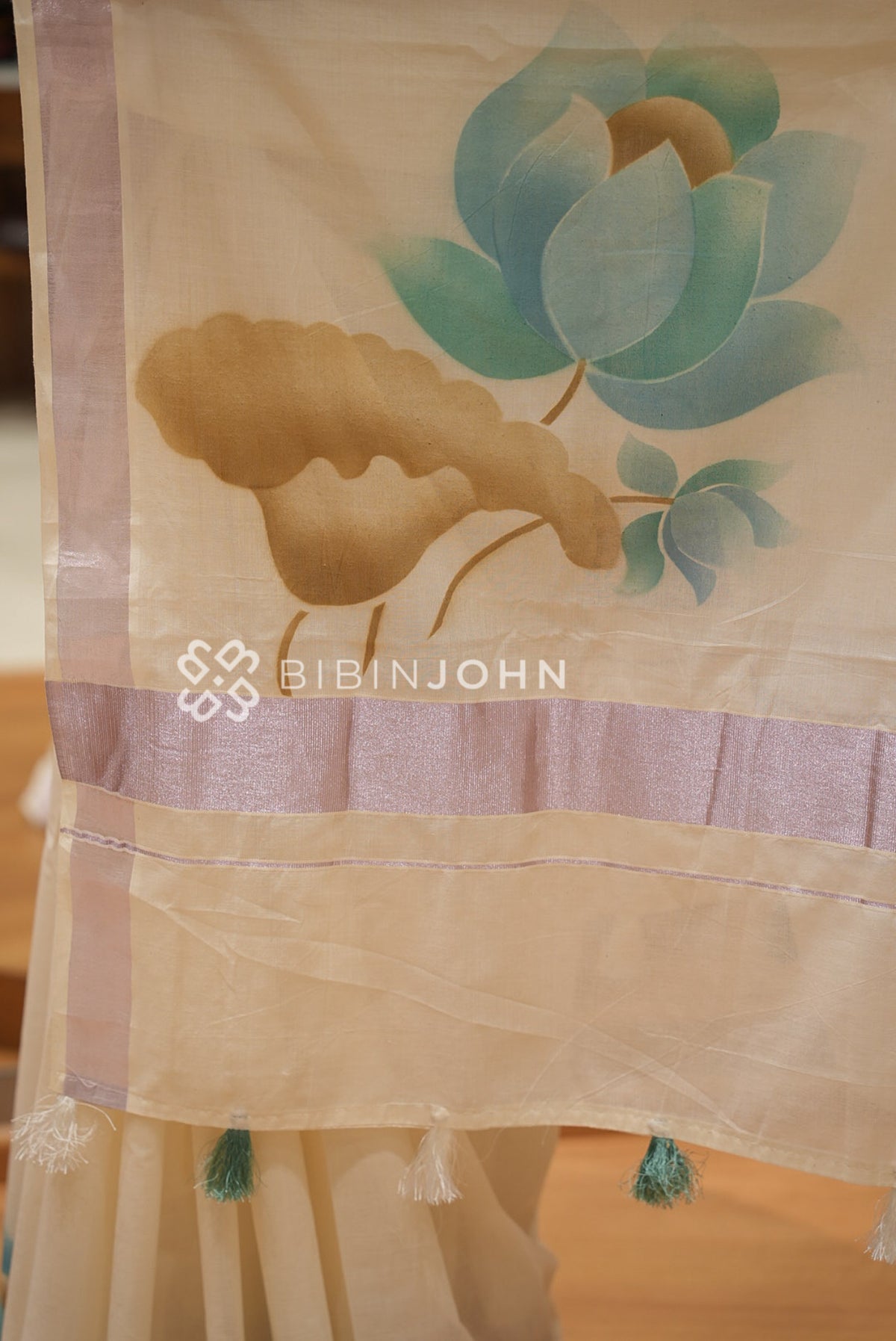 Printed Cotton Saree For Women Ivory Cream BJ1622