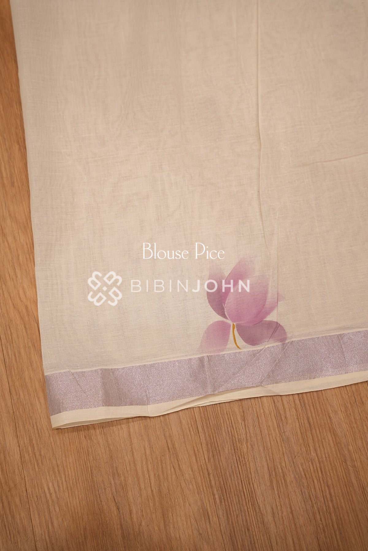 Printed Cotton Saree For Women Ivory Cream With Lavender BJ1624
