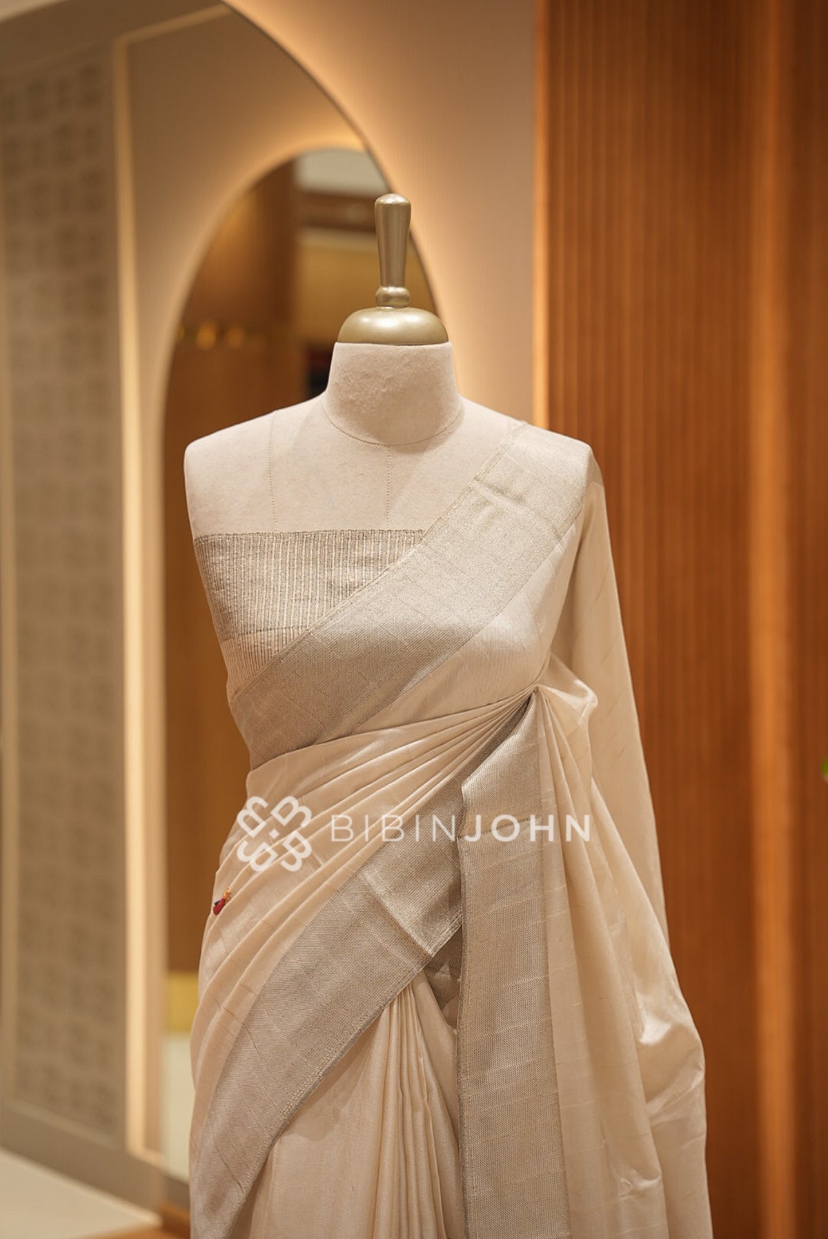 Silk Embroidery Saree For Women Ivory Beige BJ1628