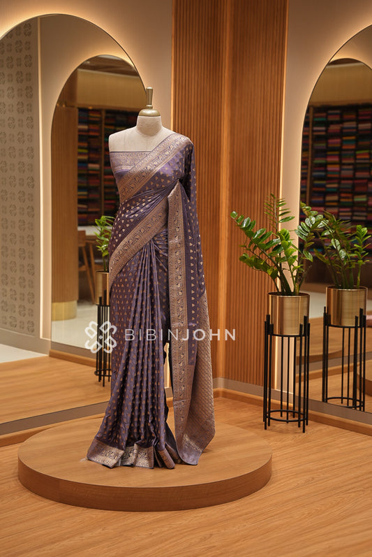 Banarasi Modal Silk Saree For Women Dusty Lavender-Purple BJ1643