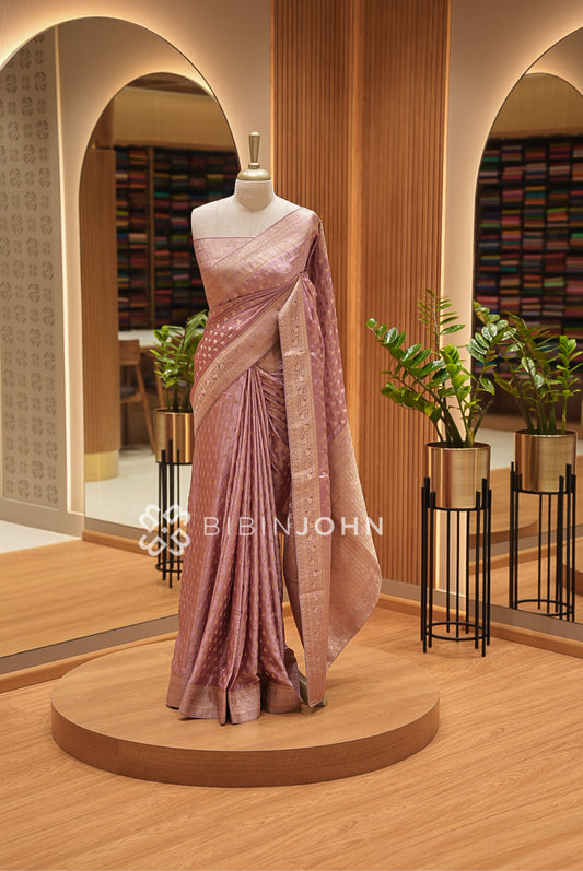 Banarasi Modal Silk Saree For Women Dusty Rose Pink BJ1645