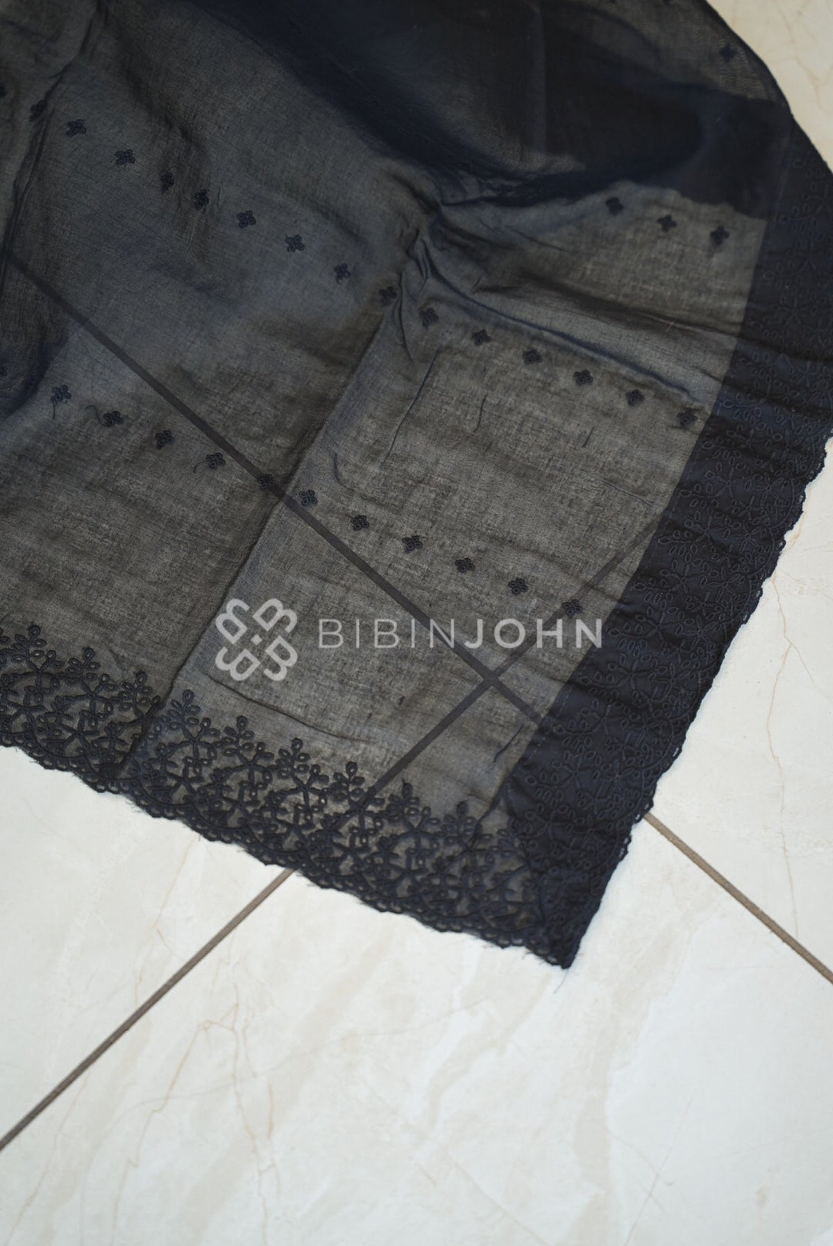Cotton Dupatta For Women Black BJ1730