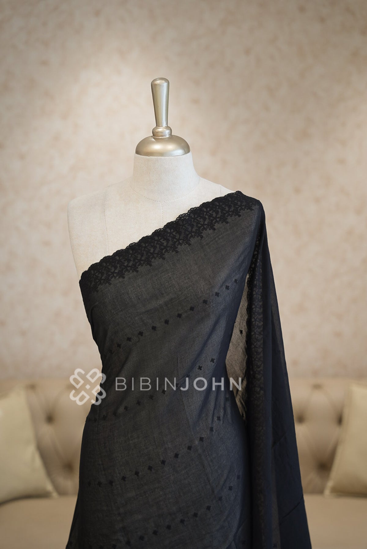 Cotton Dupatta For Women Black BJ1730
