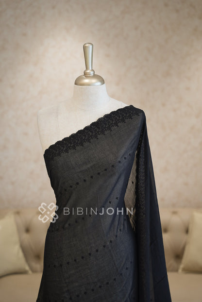 Cotton Dupatta For Women Black BJ1730