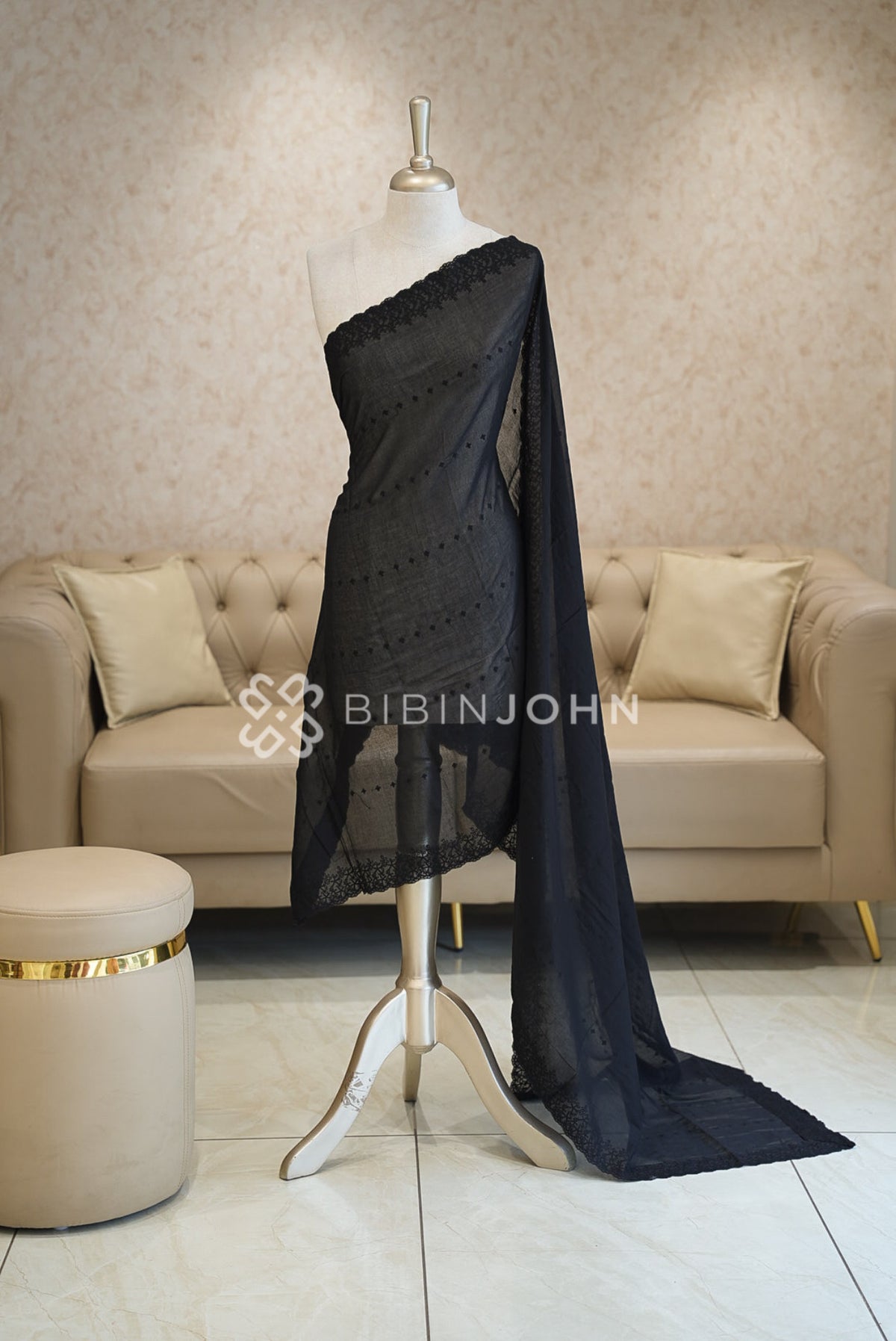 Cotton Dupatta For Women Black BJ1730