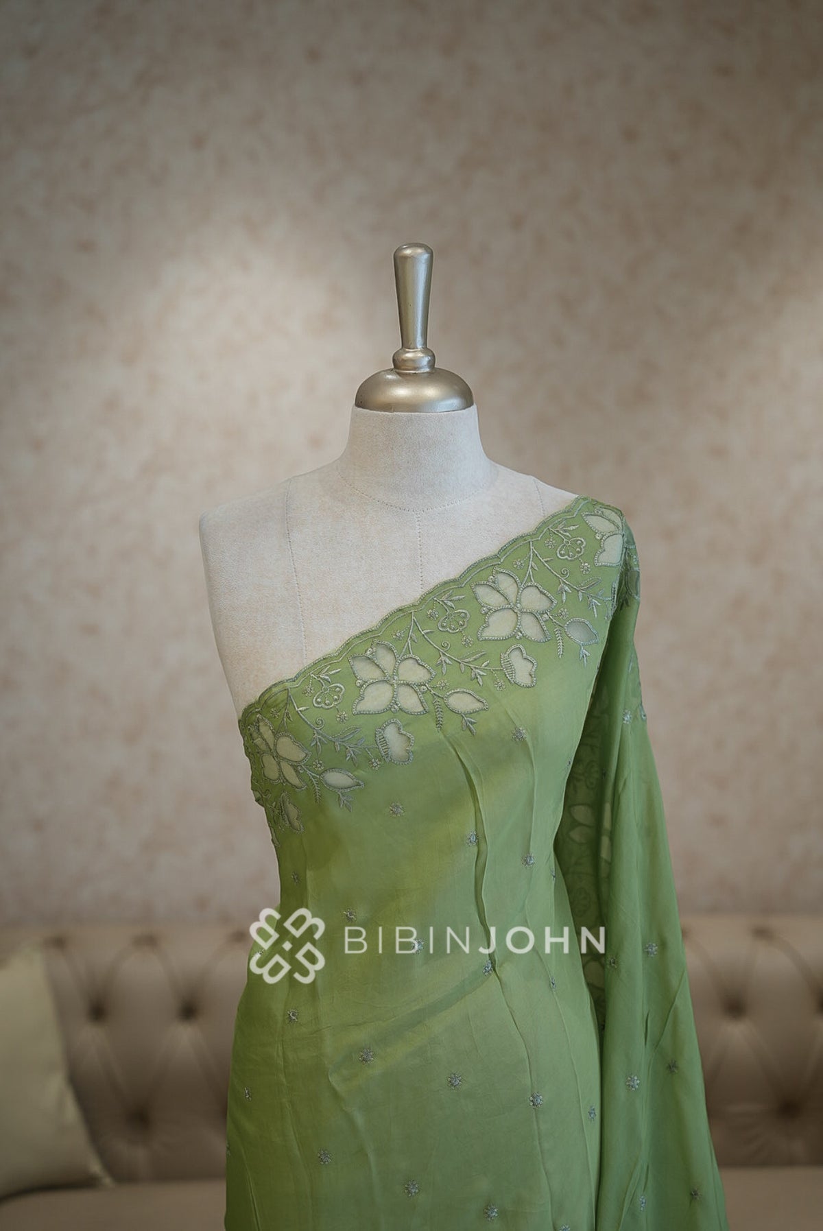 Organza Embroidery Dupatta For Women Pista Green BJ1732