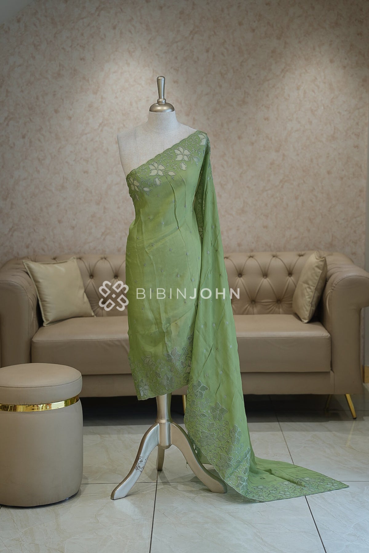 Organza Embroidery Dupatta For Women Pista Green BJ1732