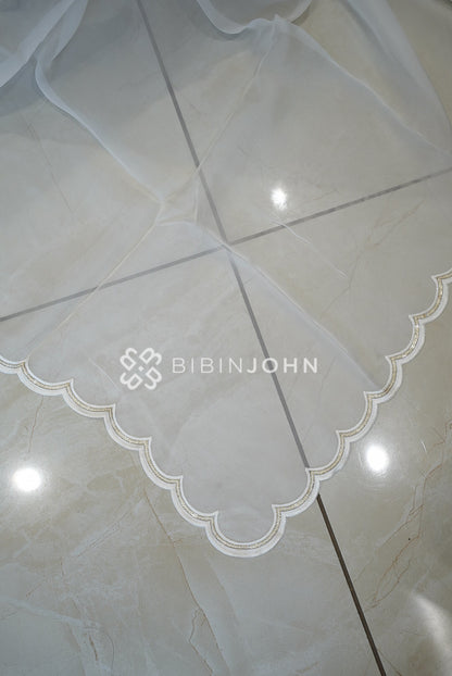 Organza Embroidery Dupatta For Women White BJ1733