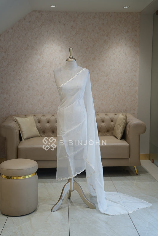 Organza Embroidery Dupatta For Women White BJ1733