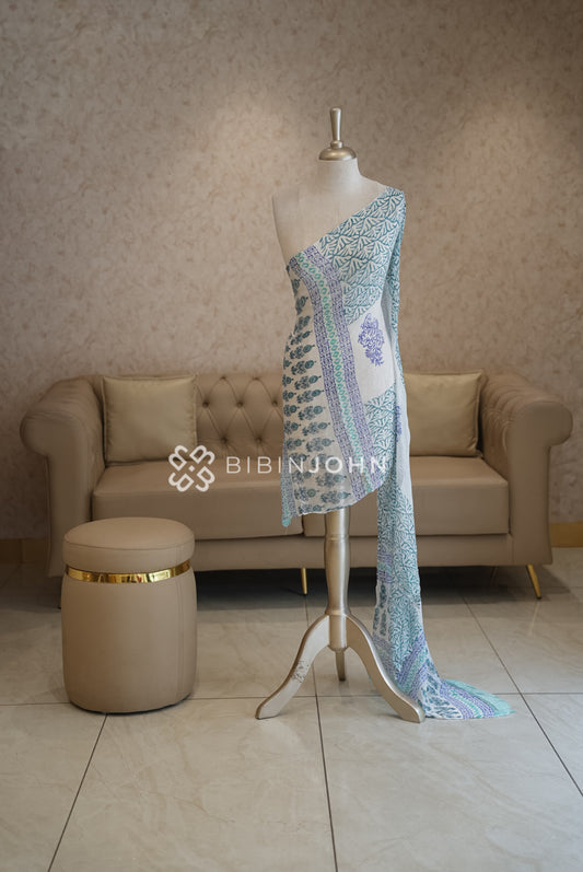 Printed Chiffon Dupatta For Women White BJ1782