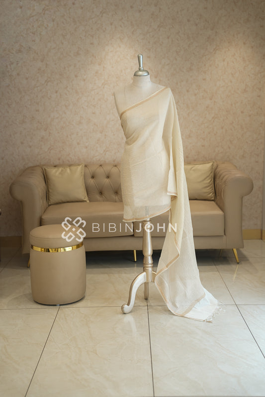 Crushed Chanderi Dupatta For Women Off-White BJ2045