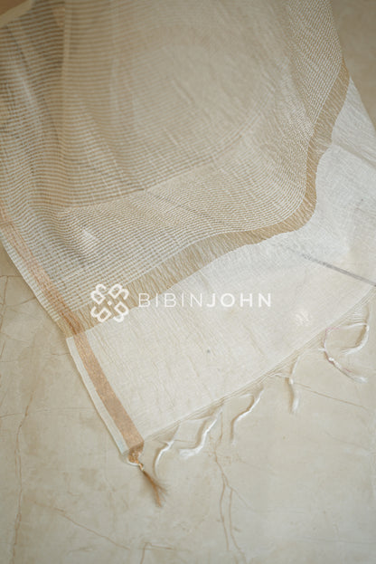 Crushed Chanderi Dupatta For Women Off-White BJ2045