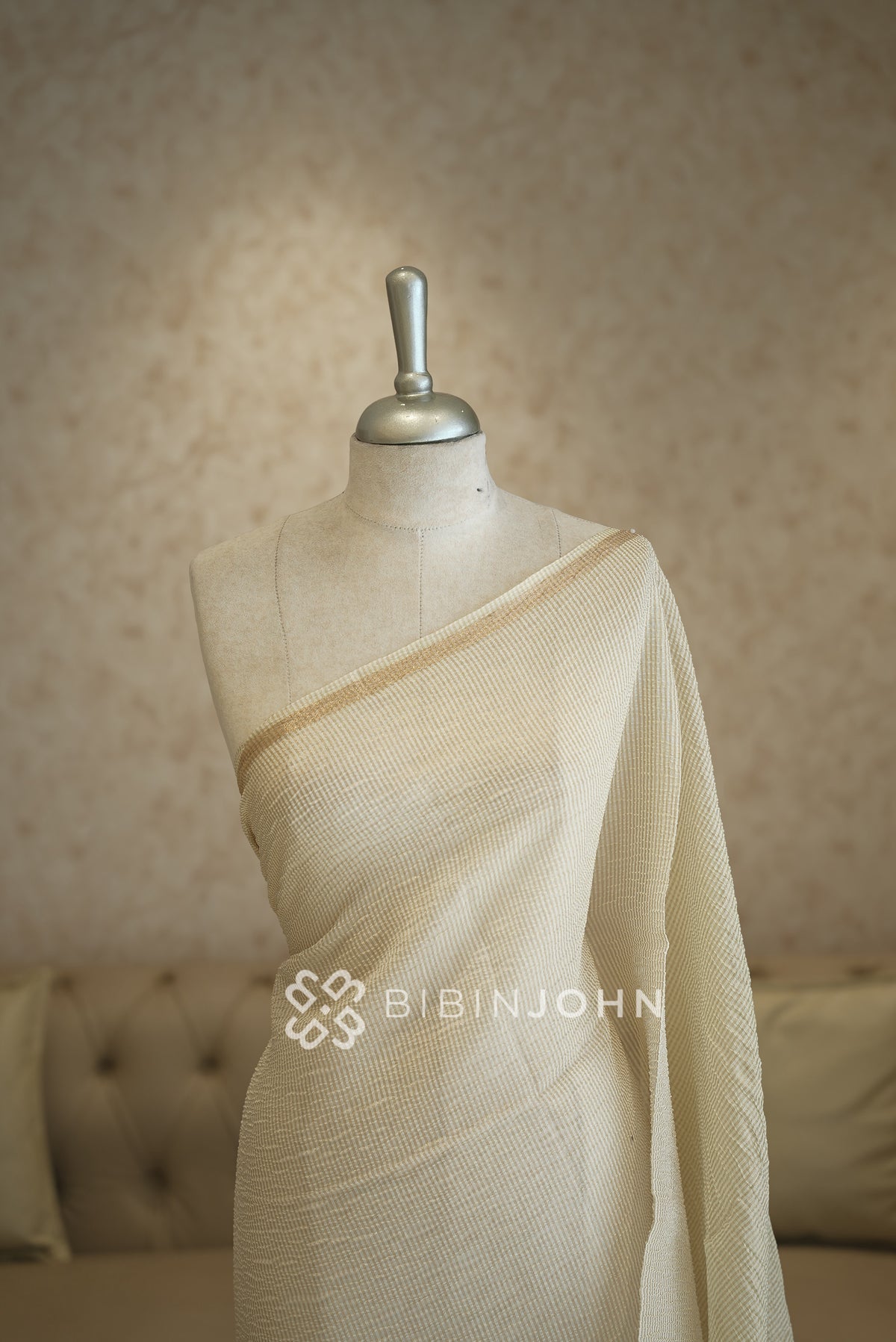 Crushed Chanderi Dupatta For Women Off-White BJ2045