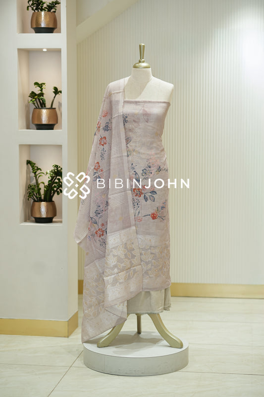 Art Linen Weaving Unstitched Salwar Suit Material Blush Beige BJ2148