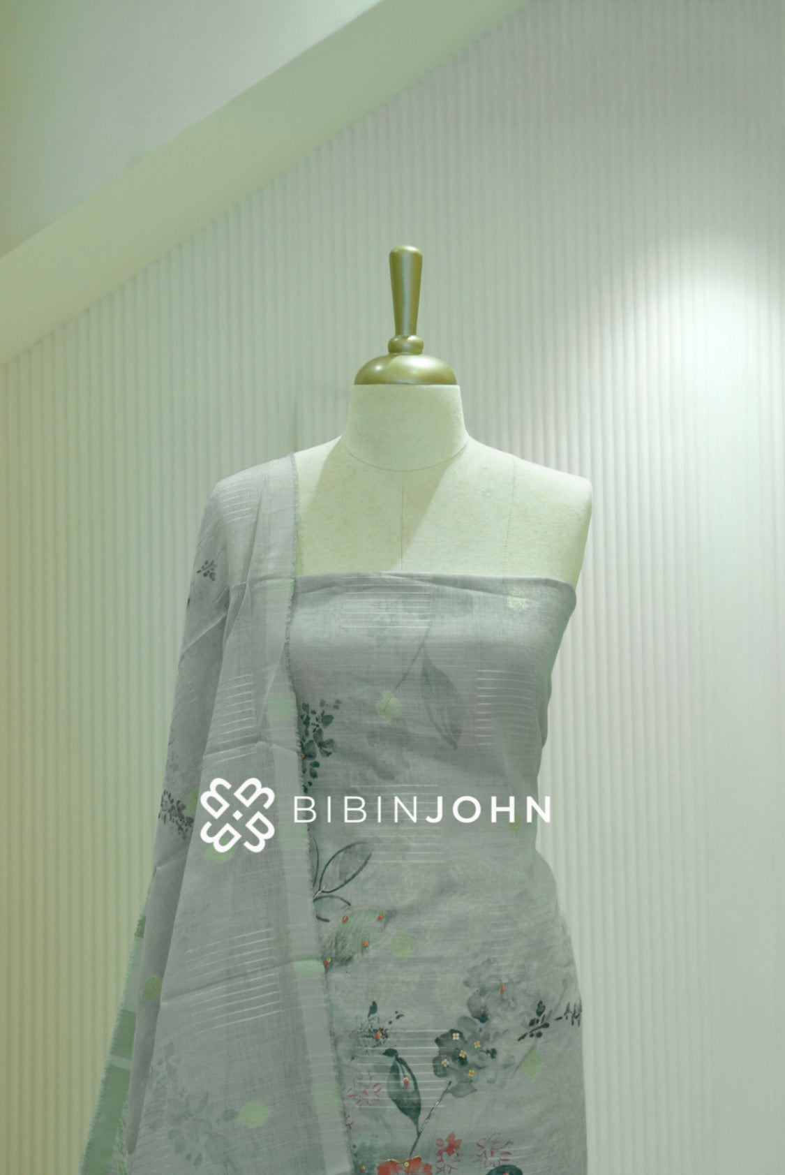 Art Linen Weaving Unstitched Salwar Suit Material Mist Grey BJ2149