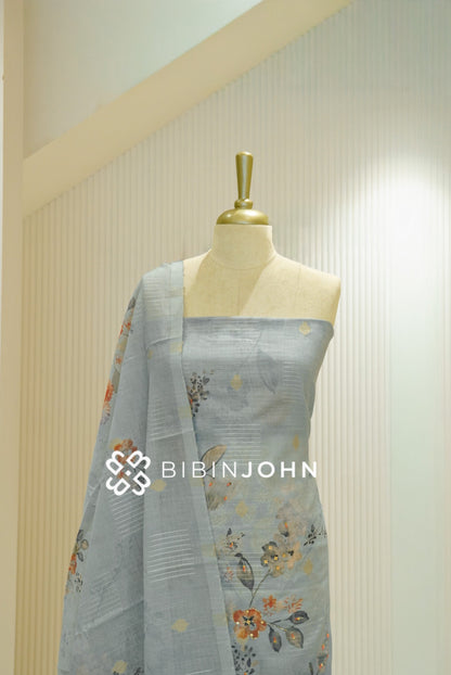 Art Linen Weaving Unstitched Salwar Suit Material Powder Blue BJ2150