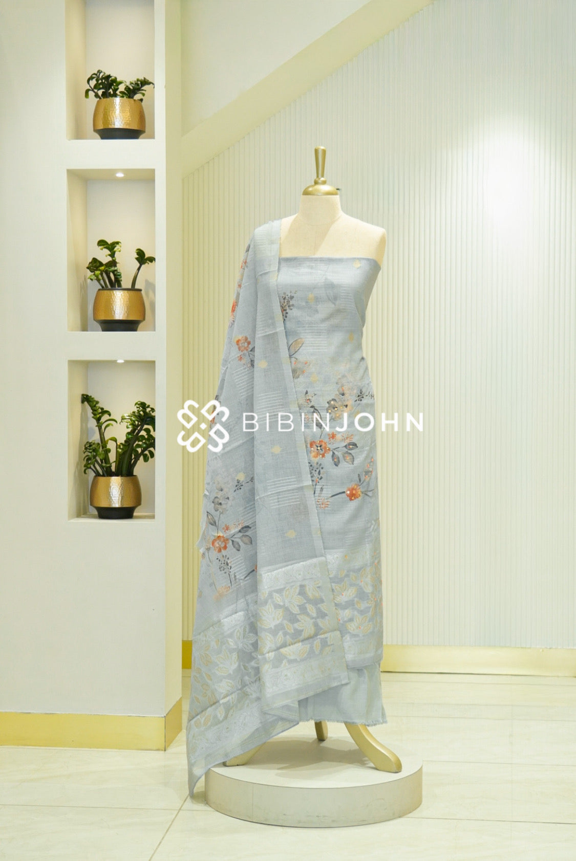 Art Linen Weaving Unstitched Salwar Suit Material Powder Blue BJ2150