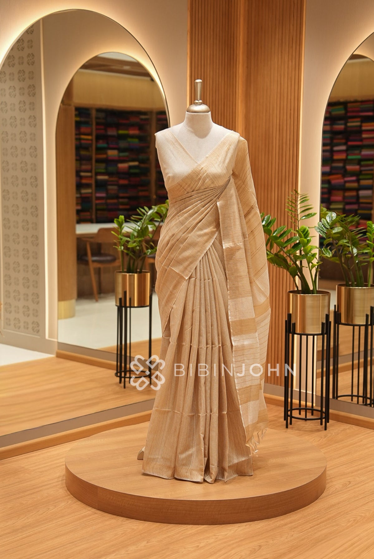 Tusser Silk Saree For Women Champagne Beige BJ2177