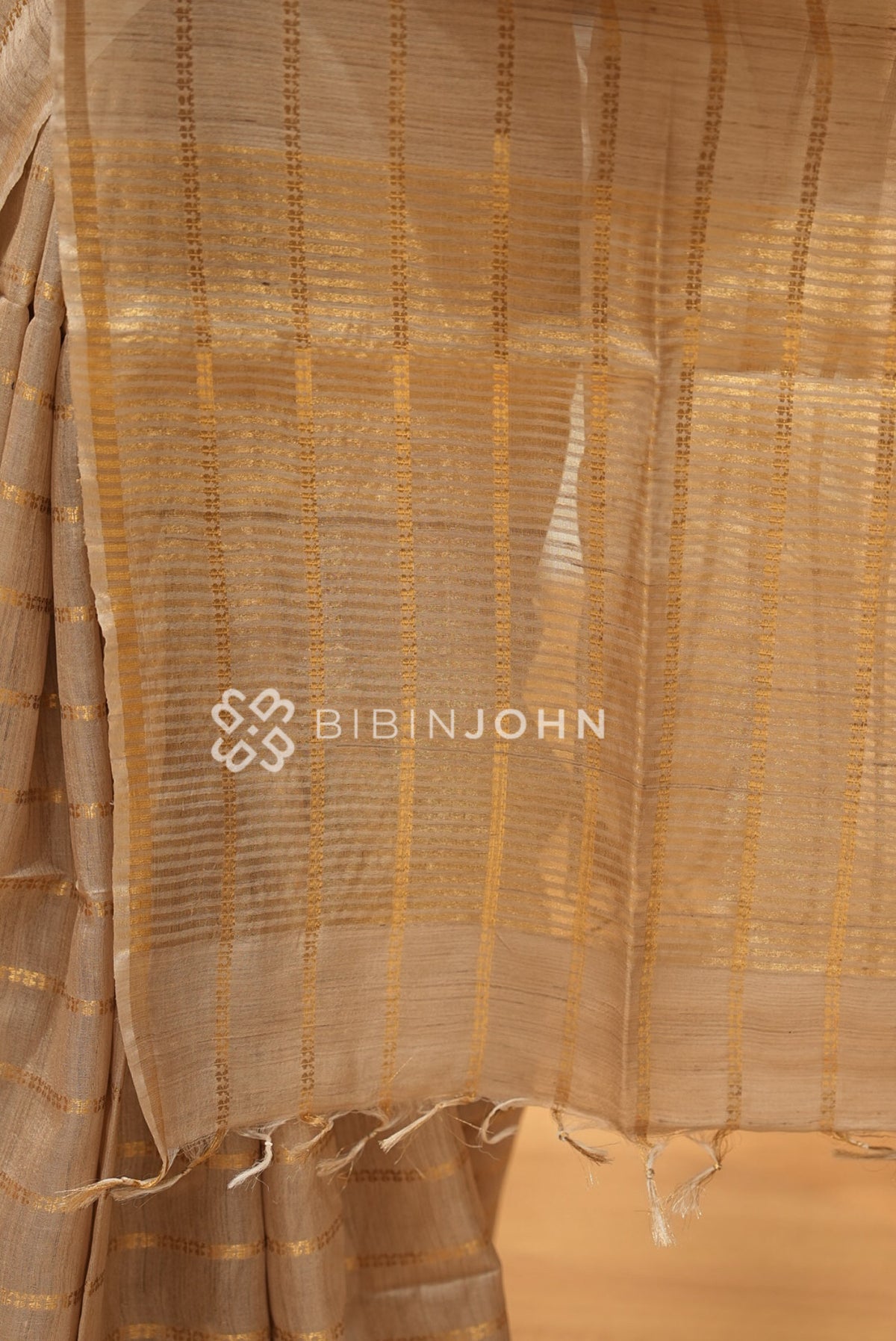 Tusser Silk Saree For Women Beige BJ2180