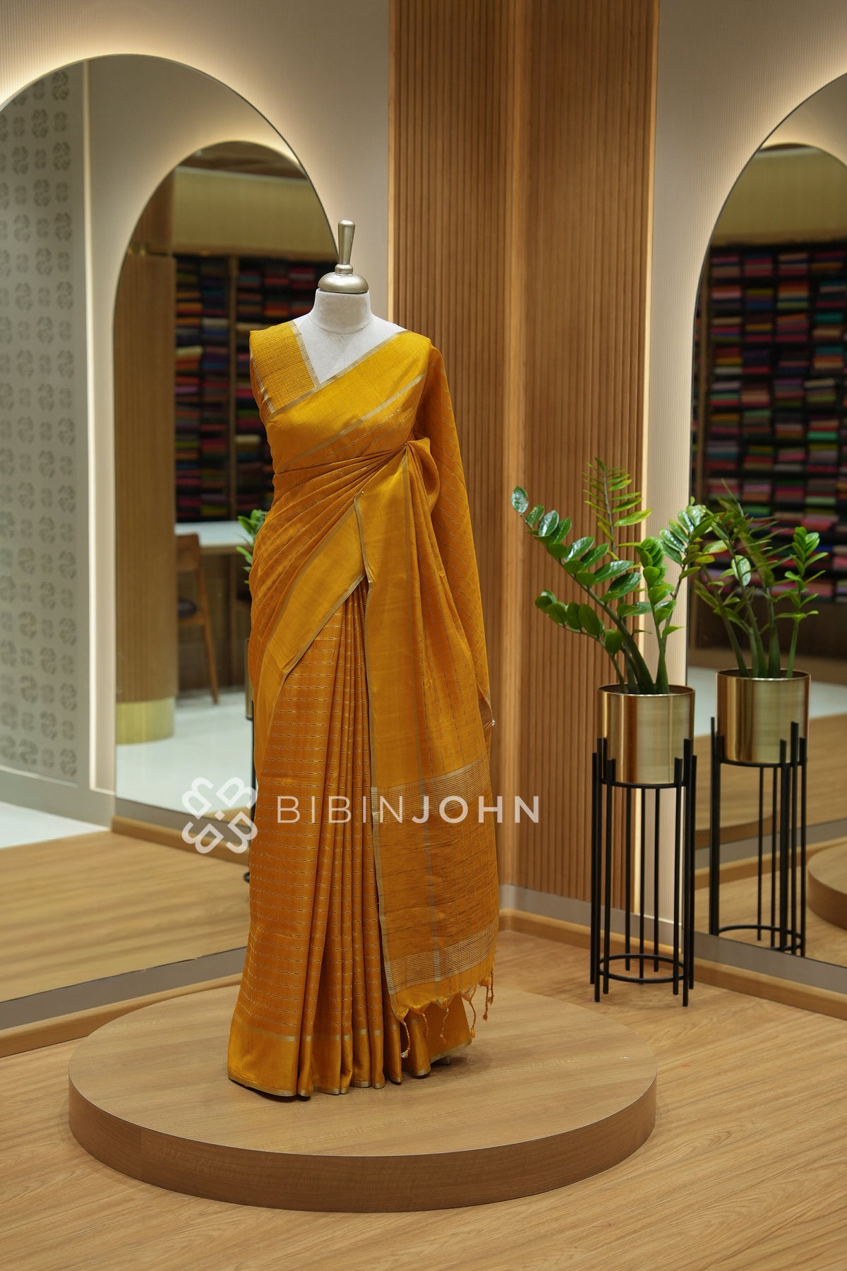 Semi Tussar Weaving Saree For Women Mustard Yellow BJ2448