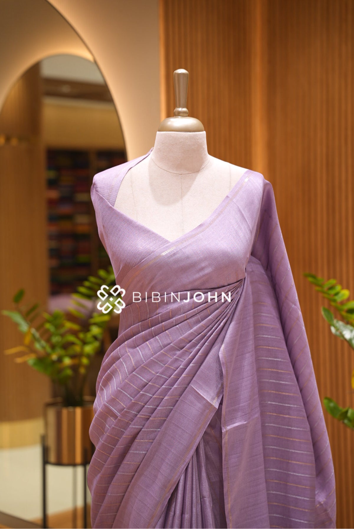 Semi Tussar Weaving Saree For Women Lavender BJ2309