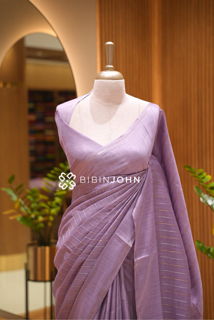 Semi Tussar Weaving Saree For Women Lavender BJ2309
