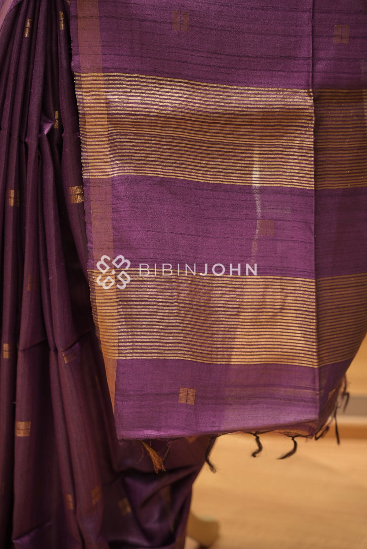 Tusser Silk Saree For Women Plum Purple BJ1659