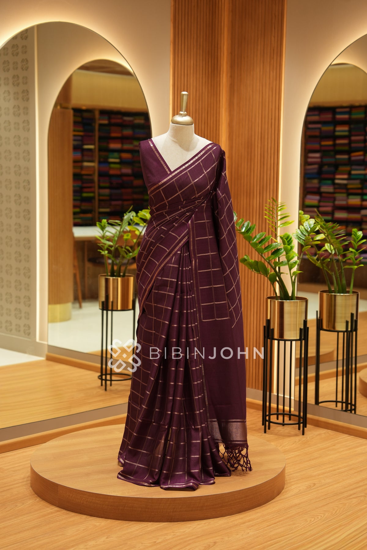 Semi Tussar Weaving Saree For Women Deep Plum Purple BJ2327