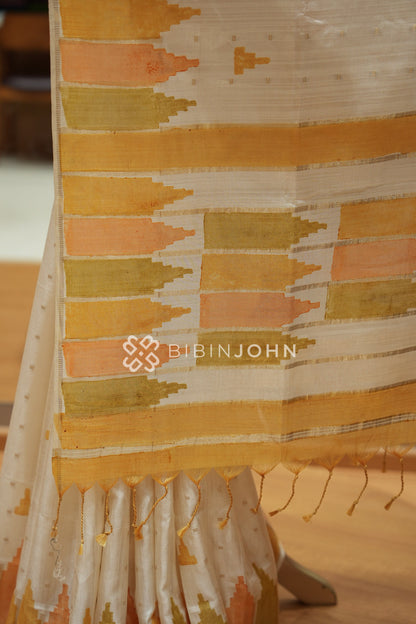 Printed Semi Tussar Saree For Women Champagne Beige BJ2388