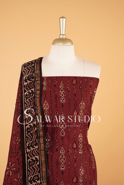 Printed Chanderi Unstitched Salwar Suits AC0035