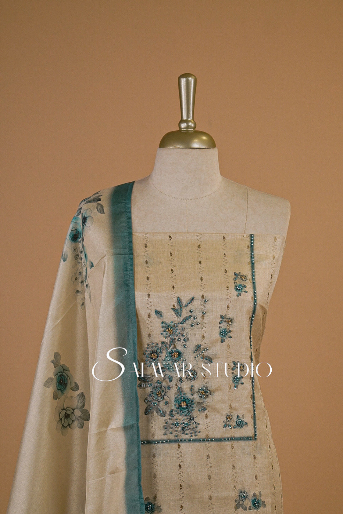 Semi Tusser Embroidery Salwar Suits AC0129