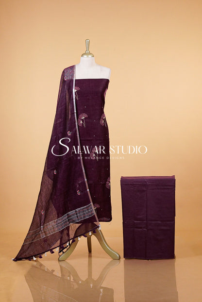 Linen Embroidery Unstitched Salwar Suits AC0058