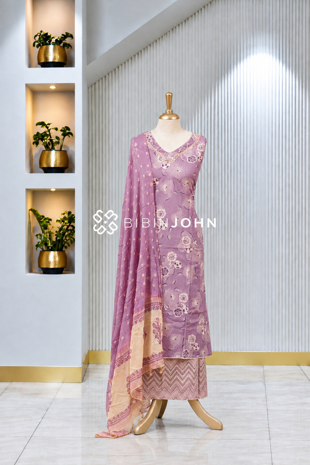 Cotton Embroidery Unstitched Salwar Suit Material Mauve Purple BJ1969