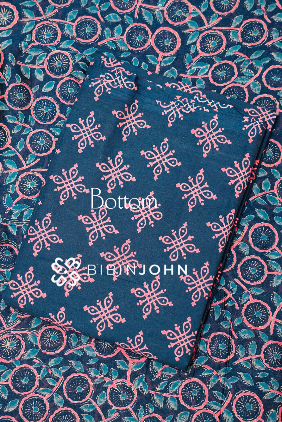 Printed Chanderi Unstitched Salwar Suit Material Navy Blue BJ1121