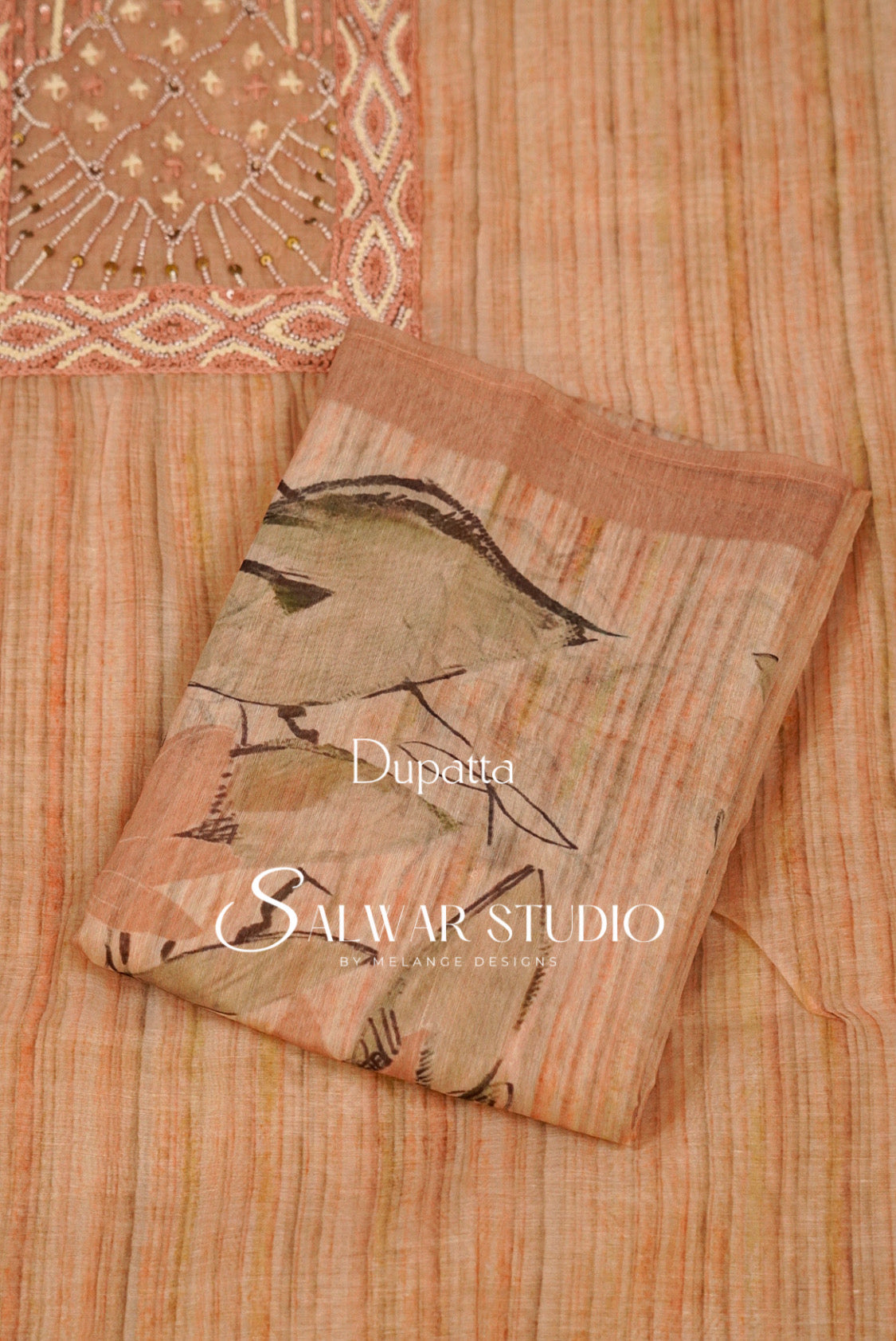 Chanderi Embroidery Unstitched Salwar suit Dress Material Peach Dupatta