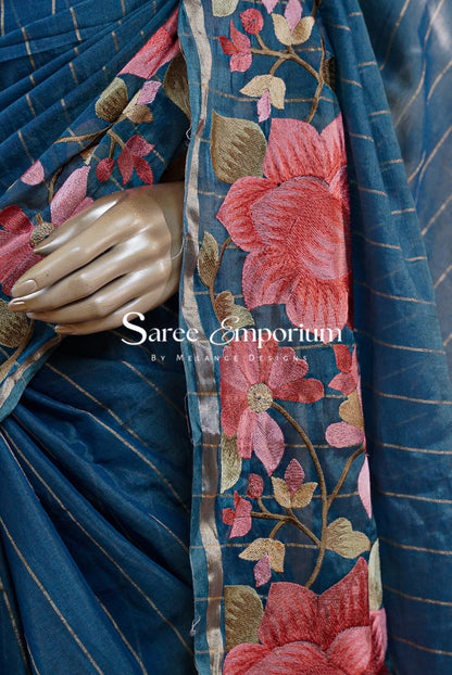 Chanderi Embroidery Saree For Women MDS0251