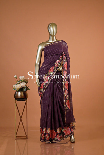 Chanderi Embroidery Saree For Women MDS0252