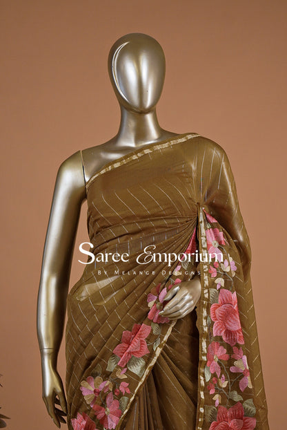 Chanderi Embroidery Saree For Women MDS0253