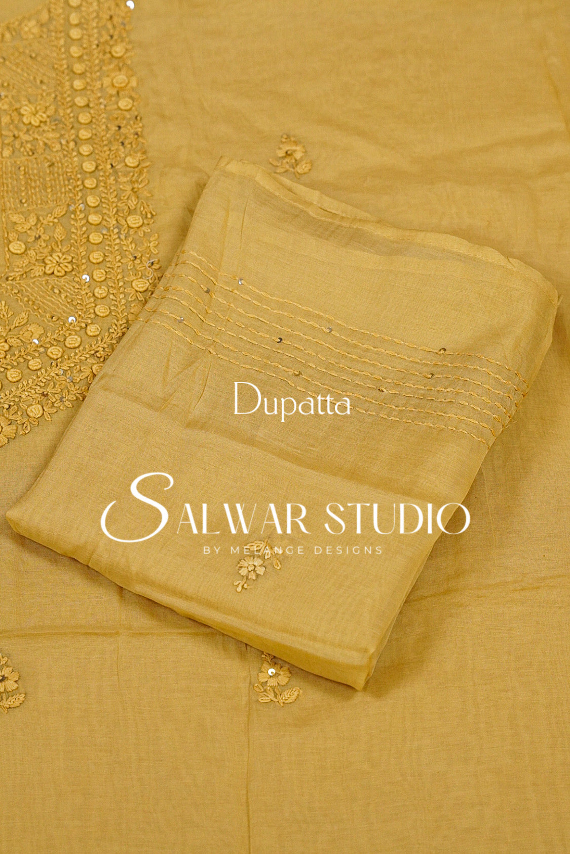 Chanderi Embroidery Unstitched Salwar Suit Material Antique Mustard AC0397