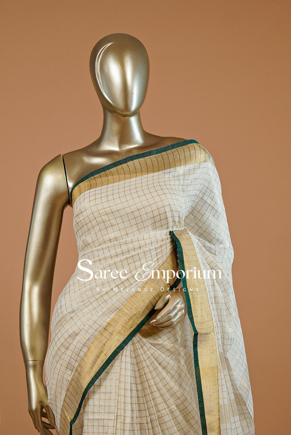 Linen Check Saree For Women MDS0263