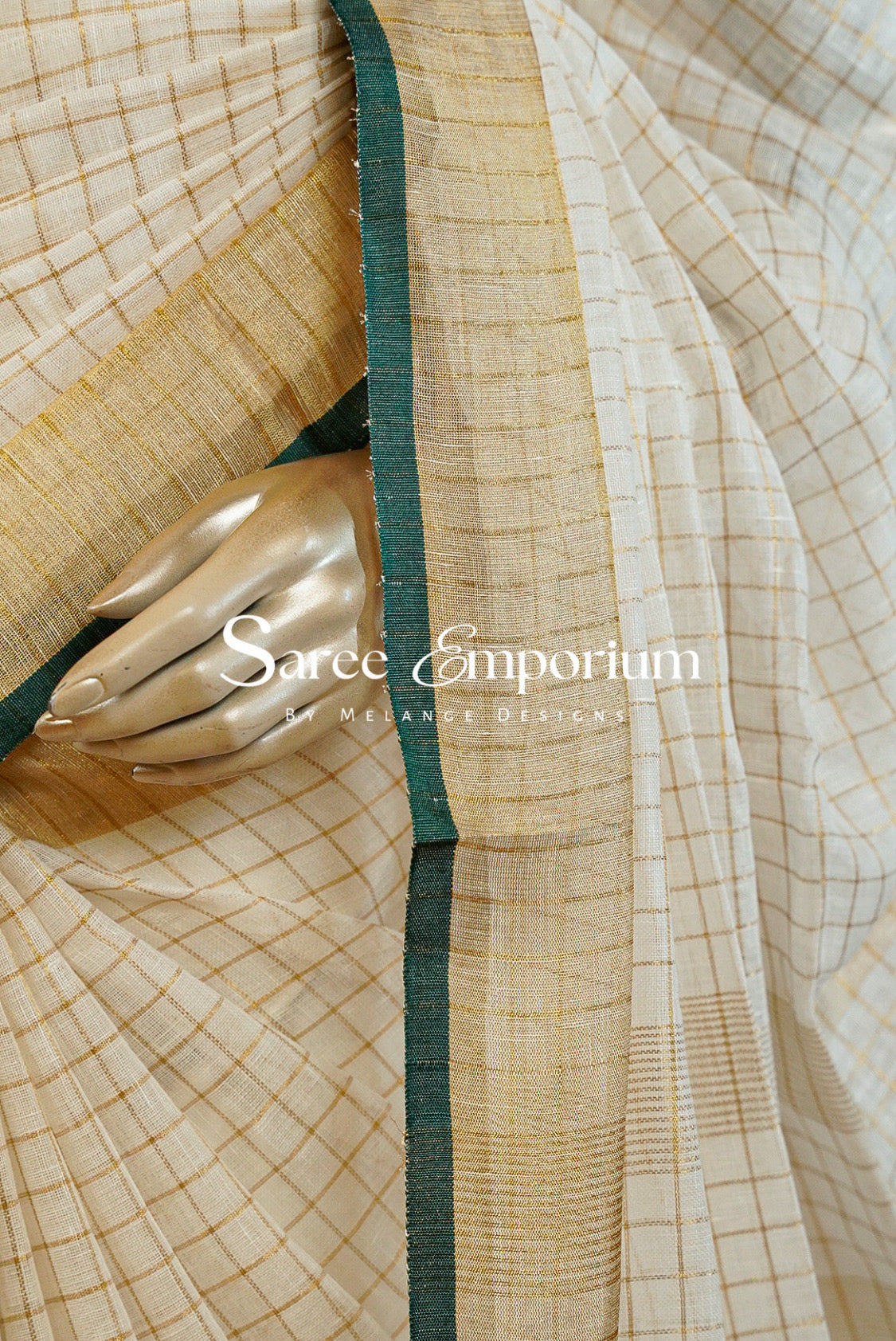 Linen Check Saree For Women MDS0263