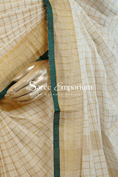 Linen Check Saree For Women MDS0263