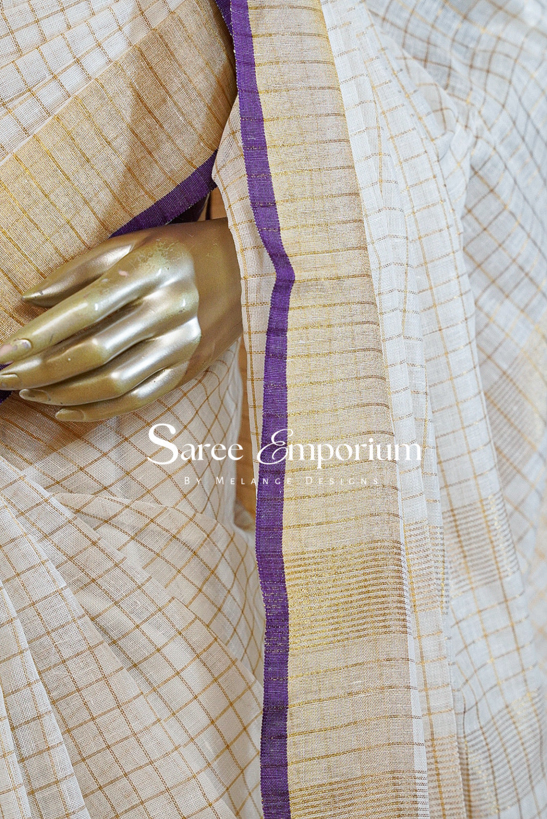 Linen Check Saree For Women MDS0264