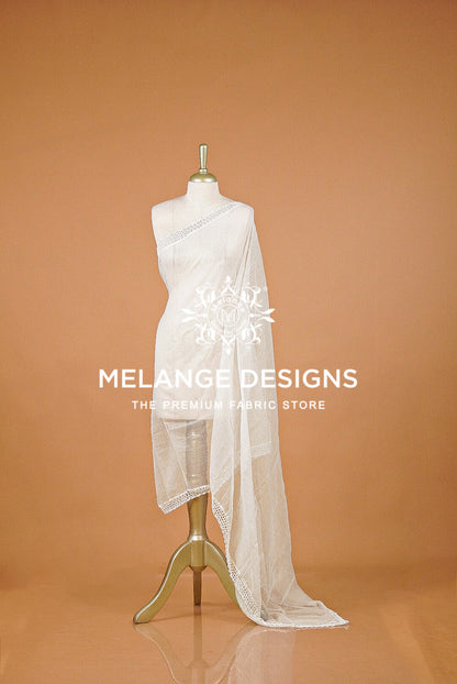 Cotta Crochet Dupatta For Women White BJ0071
