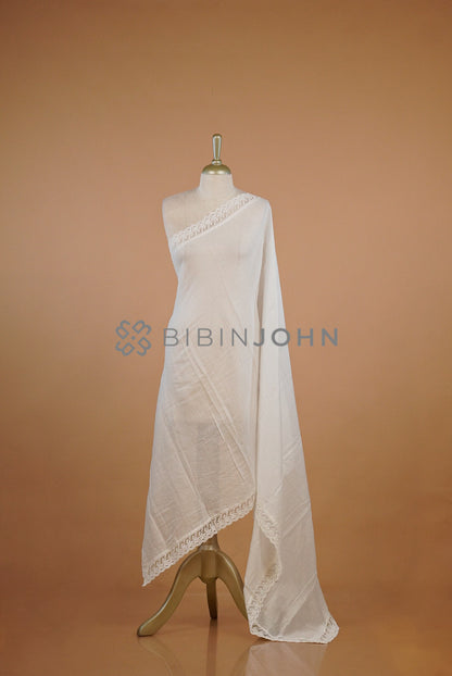 Cotta Embroidery Dupatta For Women White 