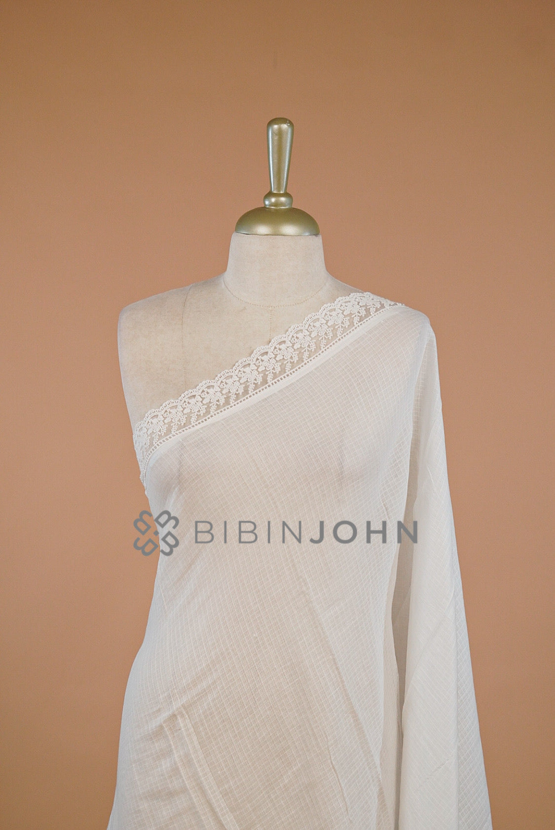 Cotta Embroidery Dupatta For Women White full view.