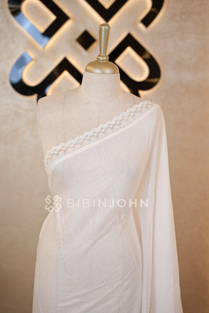 Cotta Embroidery Dupatta For Women White  close view