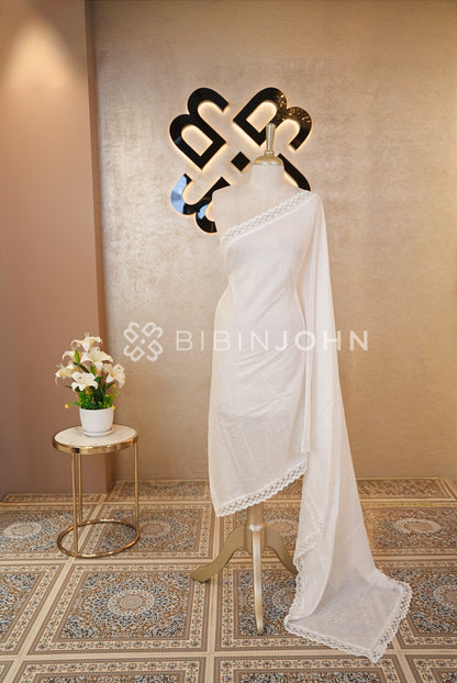 Cotta Embroidery Dupatta For Women White 